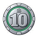 銀色で10と書かれた10スパメダル