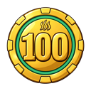 金色で100と書かれた100スパメダル